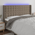 vidaXL Zagłówek do łóżka z LED, taupe, 183x16x118/128 cm, tkanina