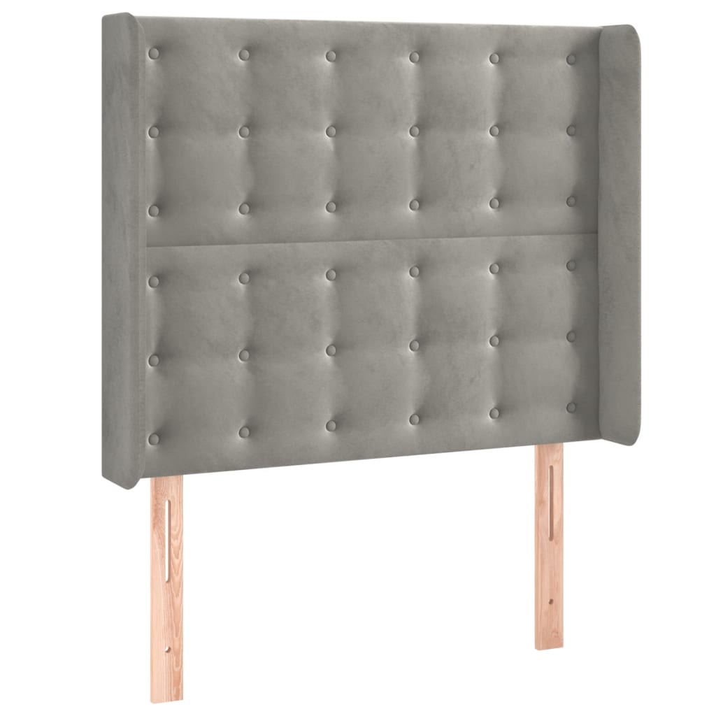 vidaXL Zagłówek do łóżka z LED, jasnoszary, 83x16x118/128 cm, aksamit