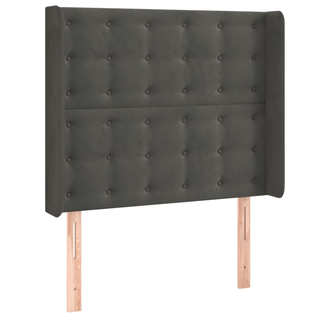 vidaXL Zagłówek do łóżka z LED, ciemnoszary, 93x16x118/128 cm, aksamit