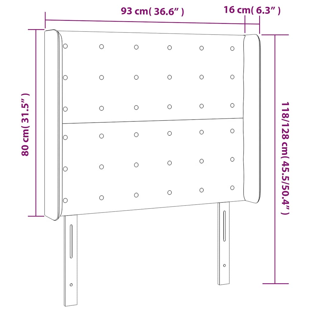 vidaXL Zagłówek do łóżka z LED, ciemnozielony 93x16x118/128 cm aksamit