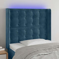 vidaXL Zagłówek do łóżka z LED ciemnoniebieski 93x16x118/128cm aksamit