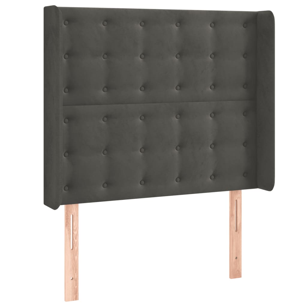 vidaXL Zagłówek do łóżka z LED, ciemnoszary, 103x16x118/128cm, aksamit