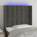 vidaXL Zagłówek do łóżka z LED, ciemnoszary, 103x16x118/128cm, aksamit