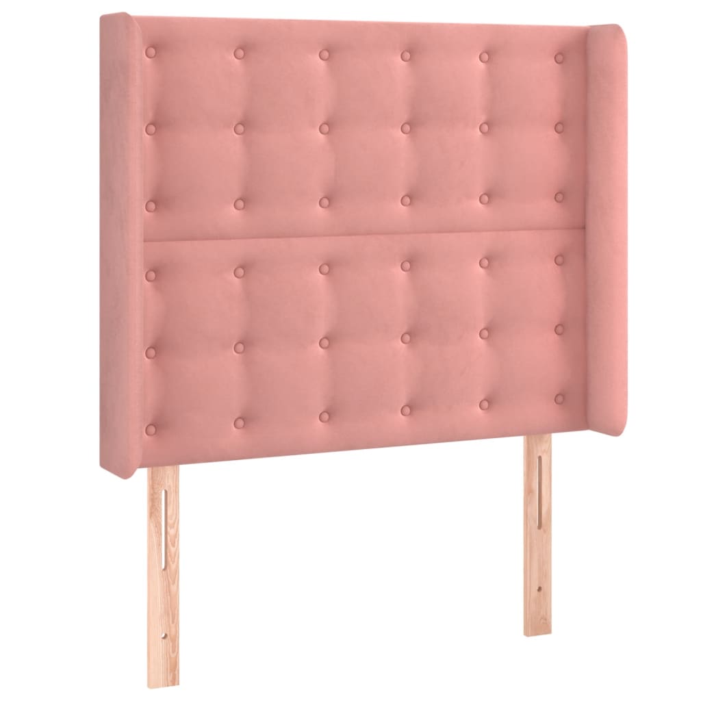 vidaXL Zagłówek do łóżka z LED, różowy, 103x16x118/128 cm, aksamit