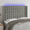 vidaXL Zagłówek do łóżka z LED, jasnoszary, 147x16x118/128 cm, aksamit