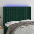 vidaXL Zagłówek do łóżka z LED, ciemnozielony 147x16x118/128cm aksamit