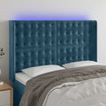 vidaXL Zagłówek do łóżka z LED ciemnoniebieski, 147x16x118/128 cm