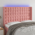 vidaXL Zagłówek do łóżka z LED, różowy, 147x16x118/128 cm, aksamit