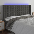 vidaXL Zagłówek do łóżka z LED, ciemnoszary, 163x16x118/128cm, aksamit
