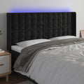 vidaXL Zagłówek do łóżka z LED, czarny, 163x16x118/128 cm, aksamit