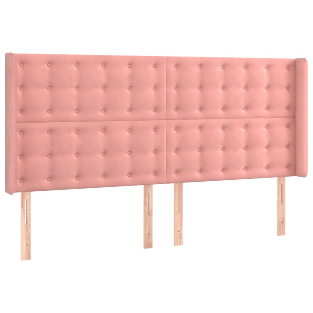 vidaXL Zagłówek do łóżka z LED, różowy, 183x16x118/128 cm, aksamit