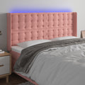 vidaXL Zagłówek do łóżka z LED, różowy, 183x16x118/128 cm, aksamit