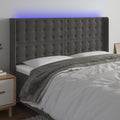 vidaXL Zagłówek do łóżka z LED, ciemnoszary, 203x16x118/128cm, aksamit