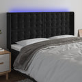 vidaXL Zagłówek do łóżka z LED, czarny, 203x16x118/128 cm, aksamit