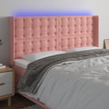 vidaXL Zagłówek do łóżka z LED, różowy, 203x16x118/128 cm, aksamit