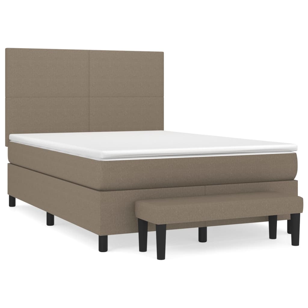 vidaXL Łóżko kontynentalne z materacem, taupe, tkanina, 140x190 cm