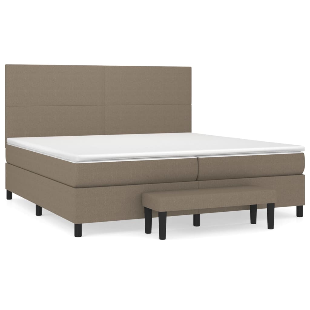 vidaXL Łóżko kontynentalne z materacem, taupe, tkanina, 200x200 cm
