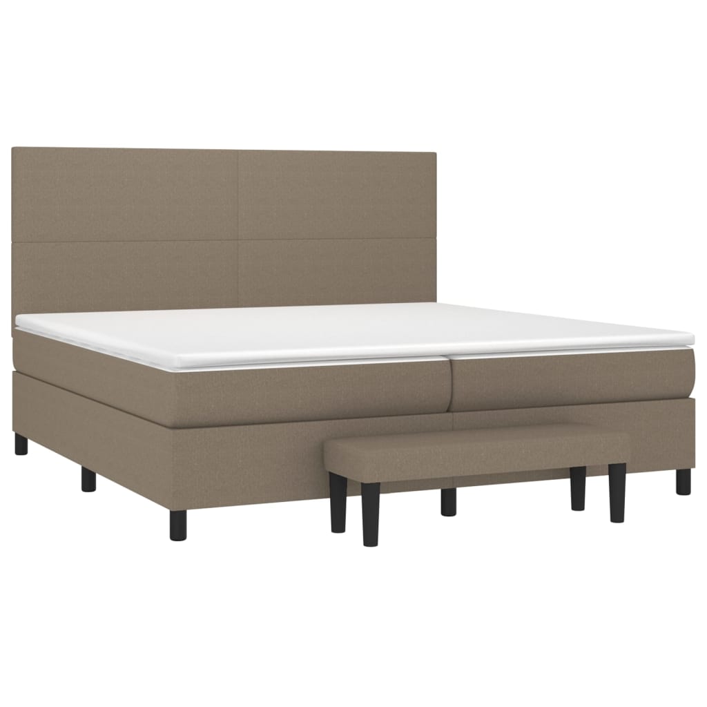 vidaXL Łóżko kontynentalne z materacem, taupe, tkanina, 200x200 cm