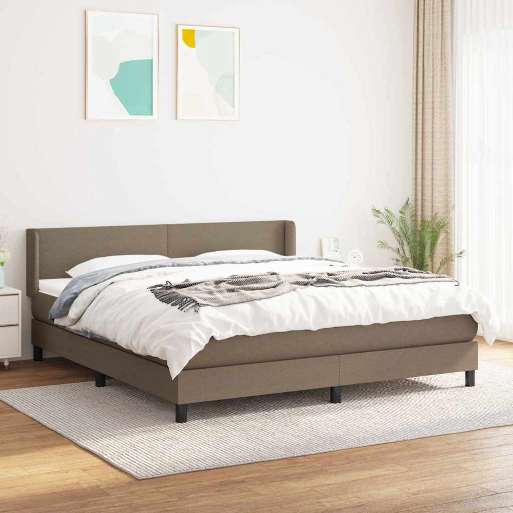 vidaXL Łóżko kontynentalne z materacem, taupe, tkanina, 160x200 cm