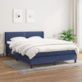 vidaXL Łóżko kontynentalne z materacem, niebieskie, tkanina 140x200 cm