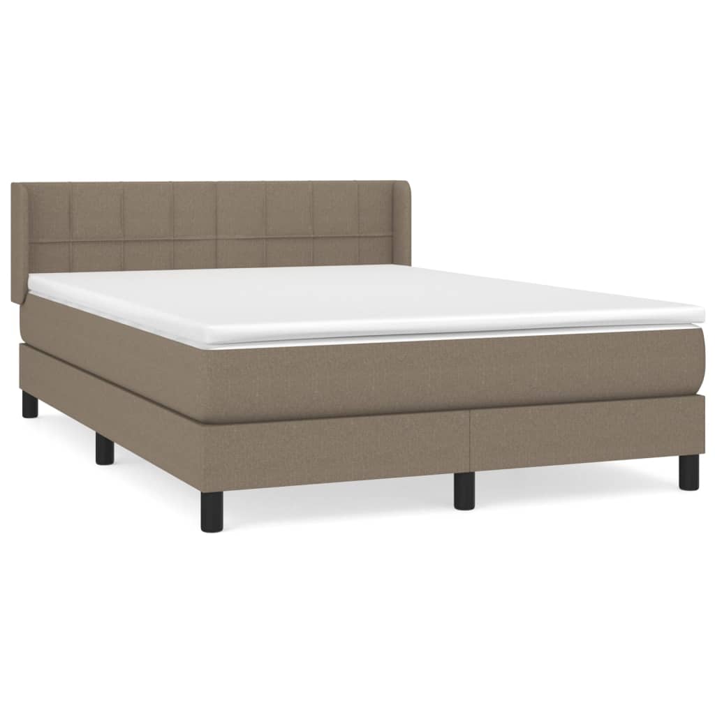 vidaXL Łóżko kontynentalne z materacem, taupe, tkanina, 140x190 cm