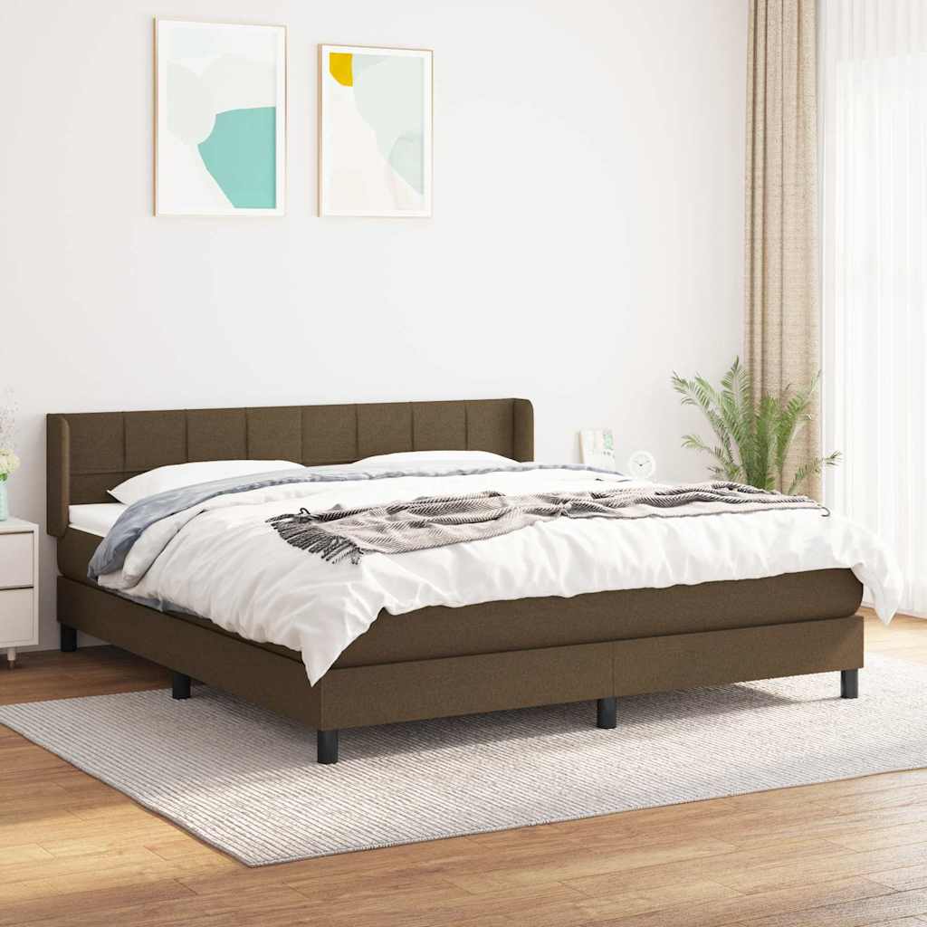 vidaXL Łóżko kontynentalne z materacem, brązowe, tkanina, 160x200 cm
