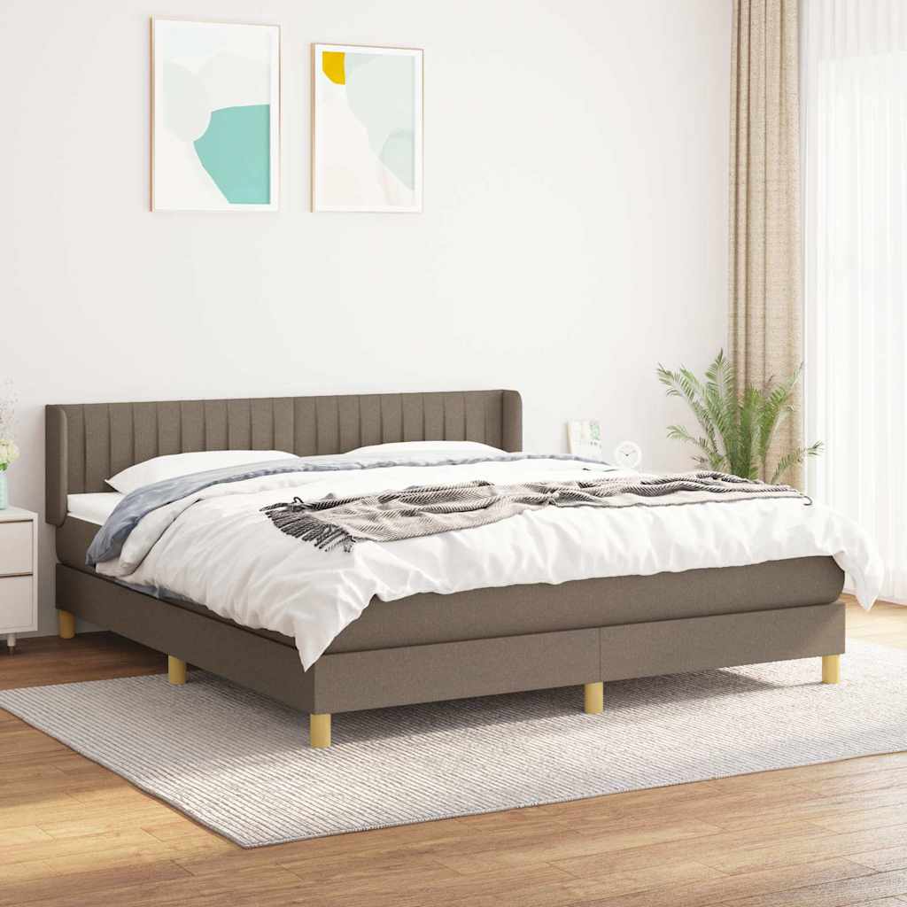 vidaXL Łóżko kontynentalne z materacem, taupe, tkanina, 180x200 cm