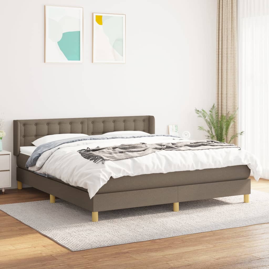 vidaXL Łóżko kontynentalne z materacem, taupe, tkanina, 180x200 cm