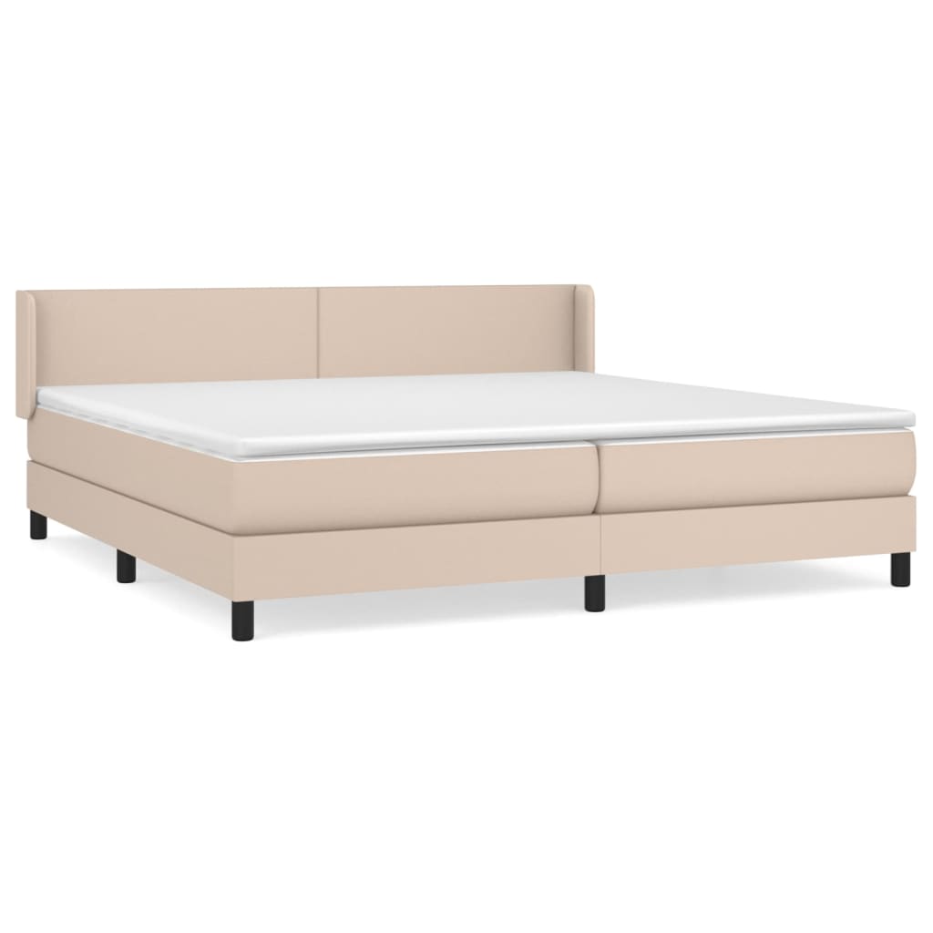 vidaXL Łóżko kontynentalne z materacem, cappuccino ekoskóra 200x200 cm