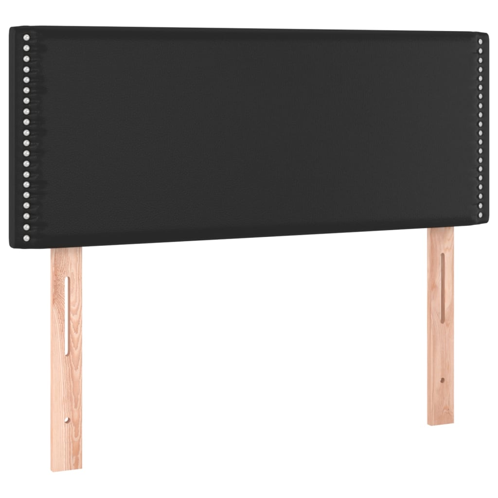 vidaXL Łóżko kontynentalne z materacem, czarne, ekoskóra 90x190 cm