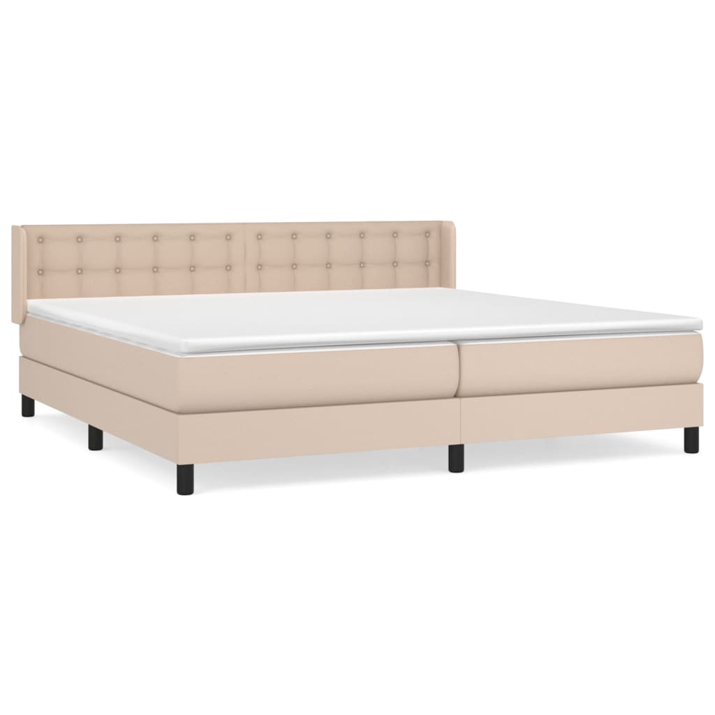 vidaXL Łóżko kontynentalne z materacem, cappuccino ekoskóra 200x200 cm