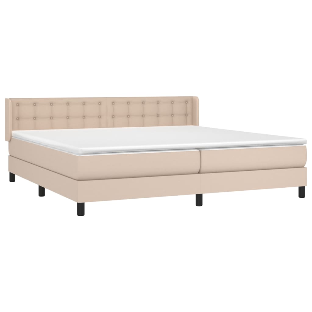 vidaXL Łóżko kontynentalne z materacem, cappuccino ekoskóra 200x200 cm