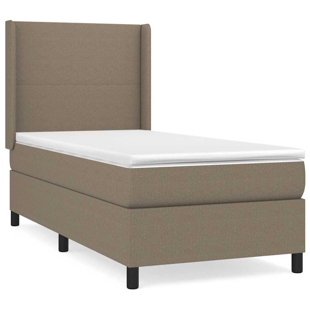 vidaXL Łóżko kontynentalne z materacem, taupe, tkanina, 80x200 cm