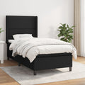 vidaXL Łóżko kontynentalne z materacem, czarne, tkanina, 80x200 cm