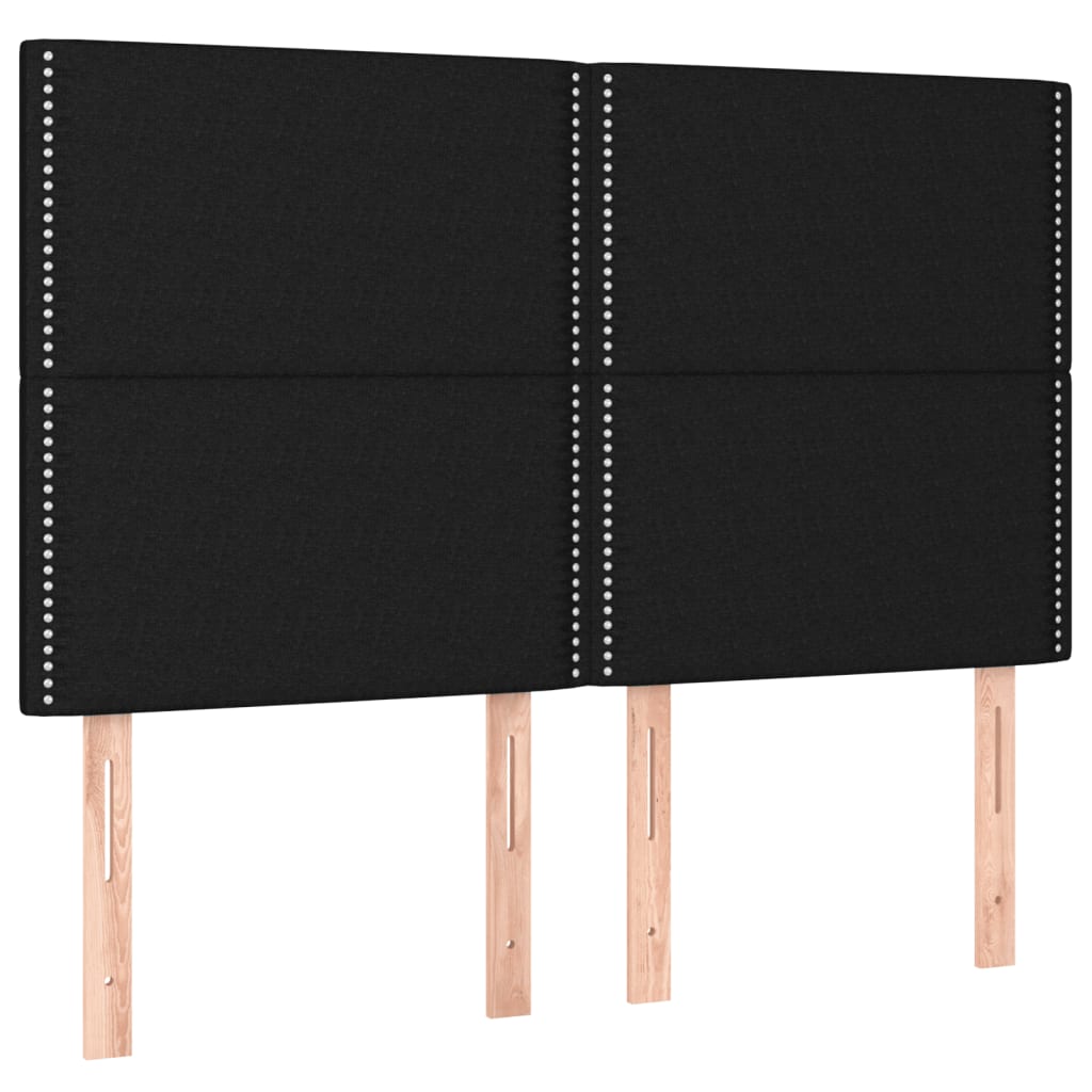 vidaXL Łóżko kontynentalne z materacem, czarne, tkanina 140x200 cm