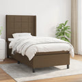 vidaXL Łóżko kontynentalne z materacem, brązowe, tkanina, 90x190 cm