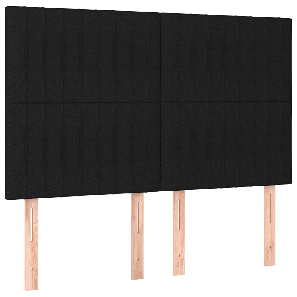 vidaXL Łóżko kontynentalne z materacem, czarne, tkanina 140x200 cm
