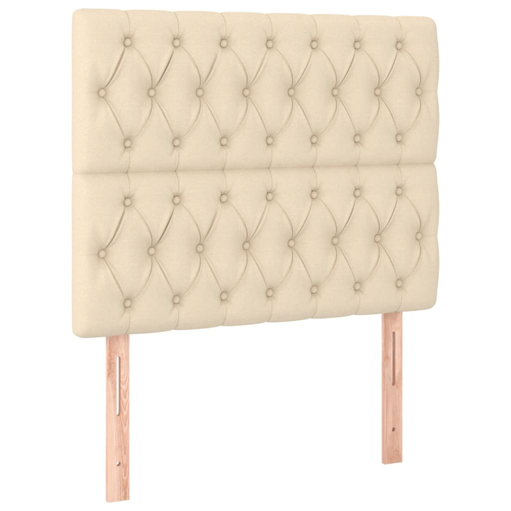 vidaXL Łóżko kontynentalne z materacem, kremowe, tkanina, 90x190 cm