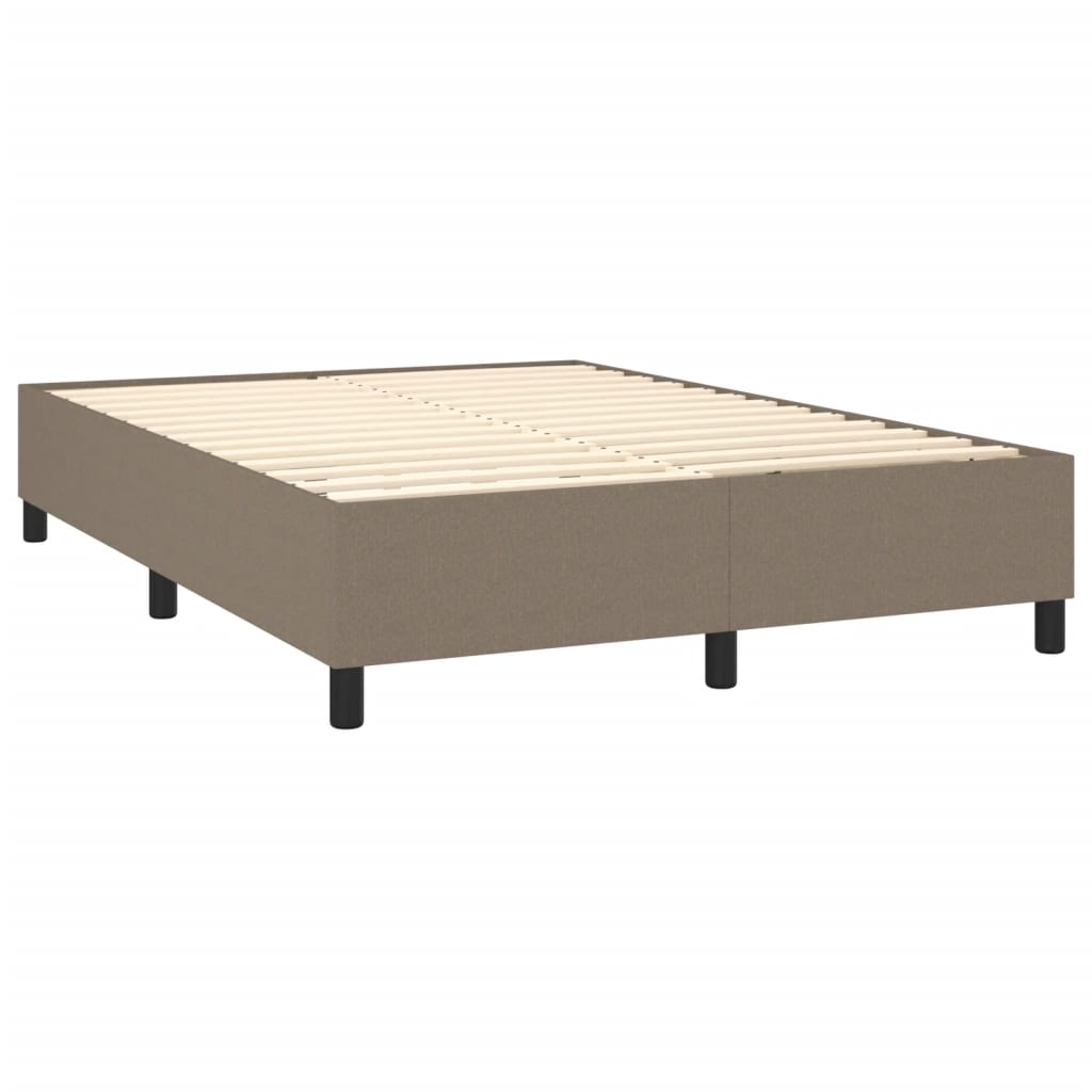 vidaXL Łóżko kontynentalne z materacem, taupe, tkanina, 140x190 cm