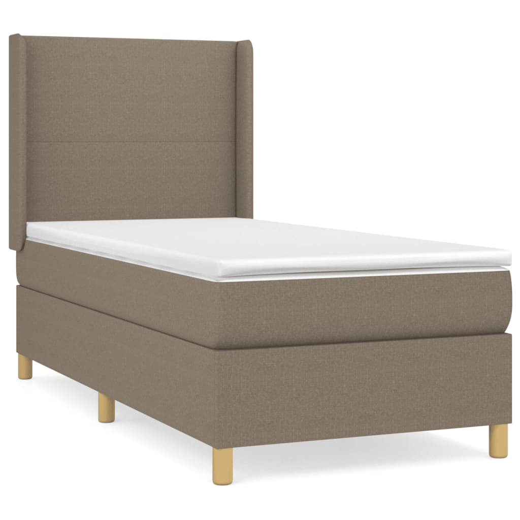 vidaXL Łóżko kontynentalne z materacem, taupe, tkanina, 80x200 cm