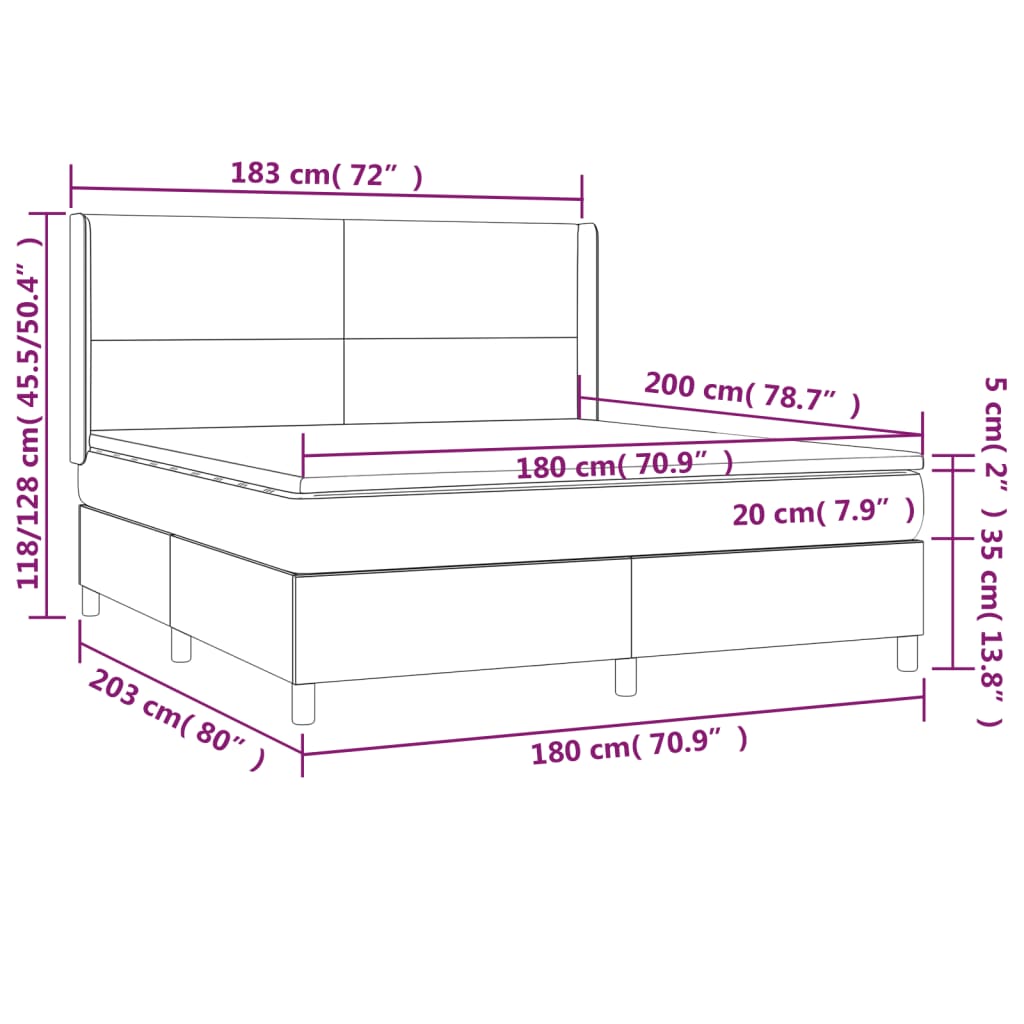 vidaXL Łóżko kontynentalne z materacem, czarne, tkanina 180x200 cm