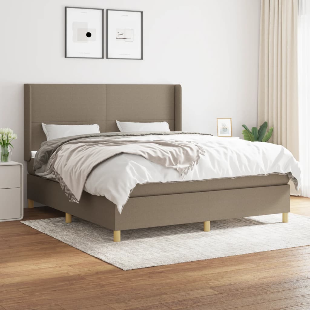 vidaXL Łóżko kontynentalne z materacem, taupe, tkanina, 180x200 cm