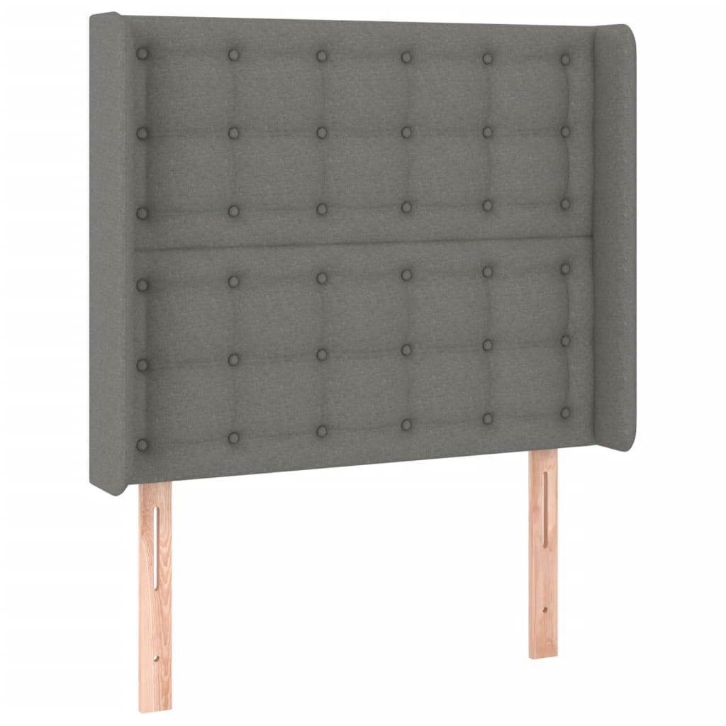 vidaXL Łóżko kontynentalne z materacem, ciemnoszara tkanina 100x200 cm