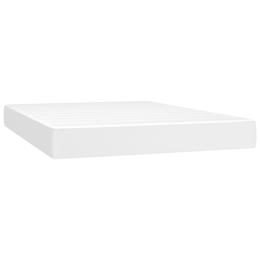 vidaXL Łóżko kontynentalne z materacem, białe, ekoskóra 140x190 cm