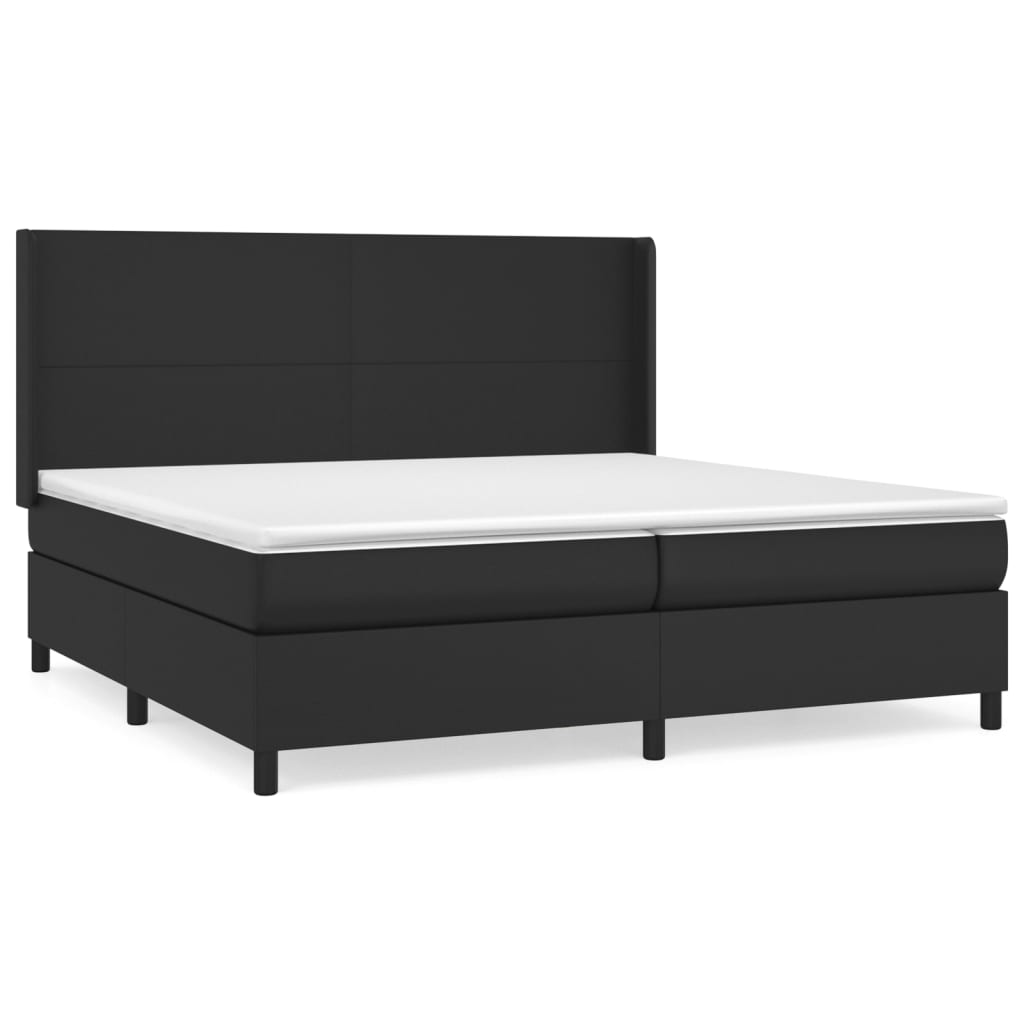 vidaXL Łóżko kontynentalne z materacem, czarne, ekoskóra 200x200 cm