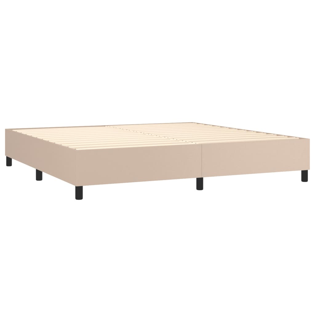 vidaXL Łóżko kontynentalne z materacem, cappuccino ekoskóra 200x200 cm