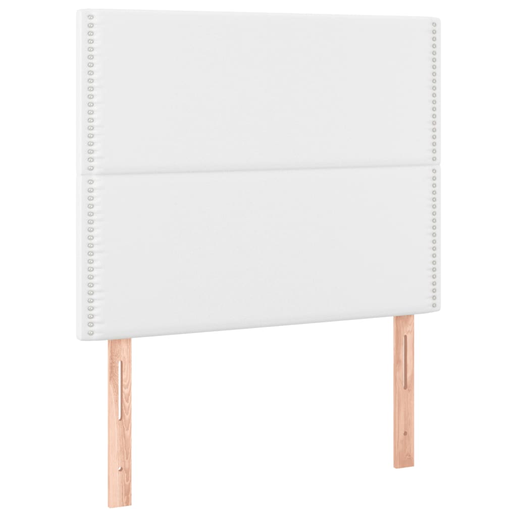 vidaXL Łóżko kontynentalne z materacem, białe, ekoskóra 100x200 cm