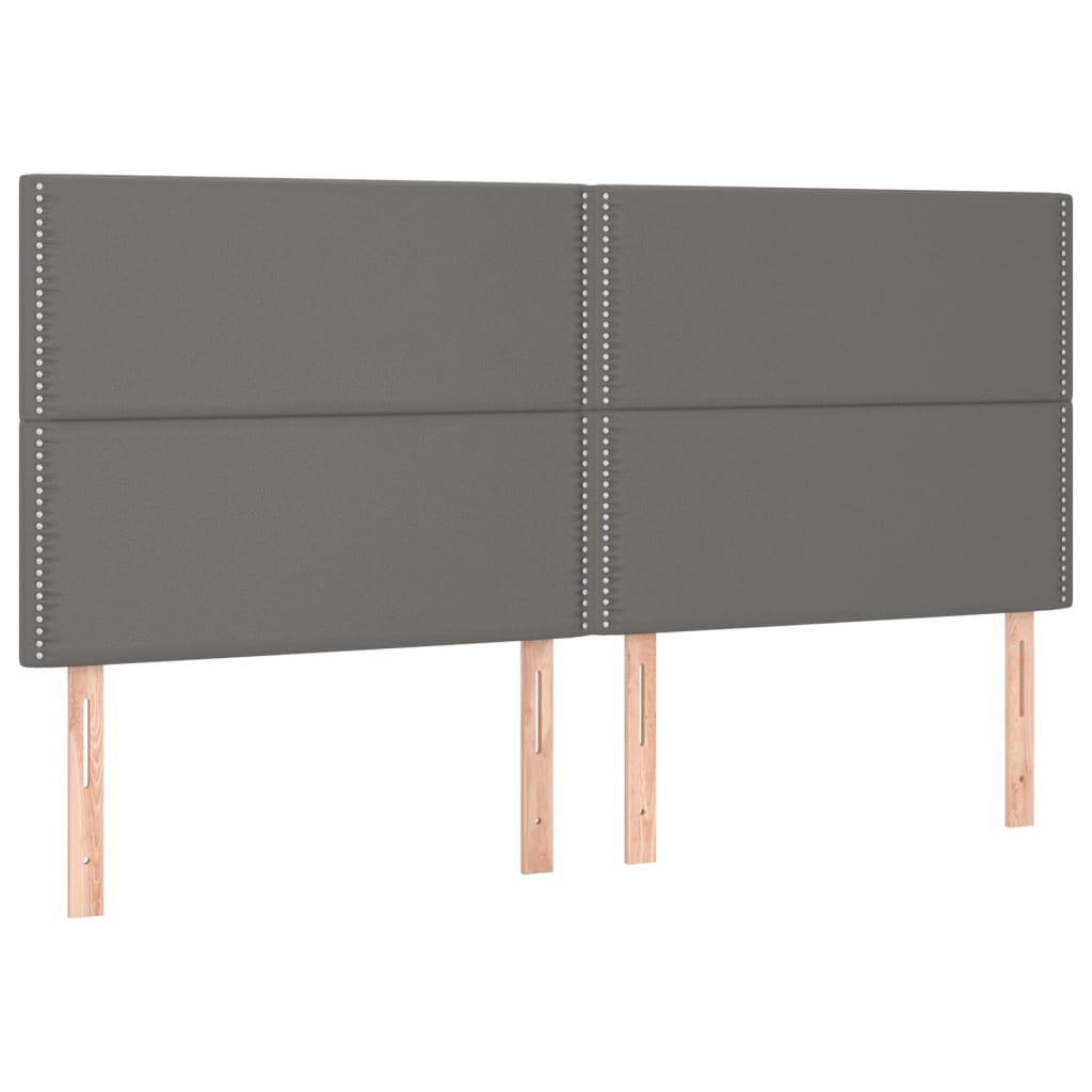 vidaXL Łóżko kontynentalne z materacem, szare, ekoskóra 200x200 cm