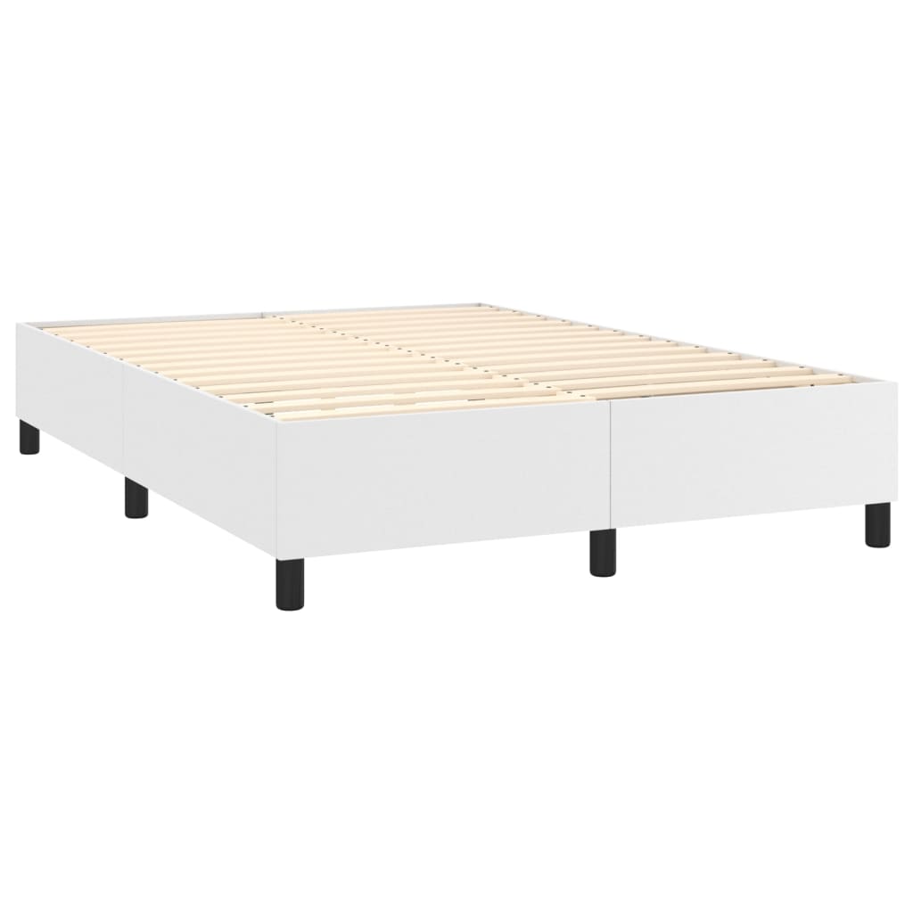 vidaXL Łóżko kontynentalne z materacem, białe, ekoskóra 140x190 cm