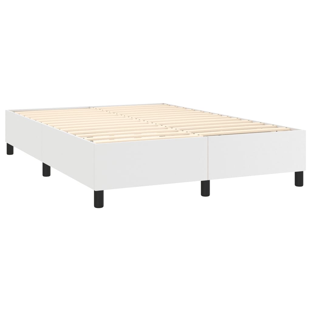 vidaXL Łóżko kontynentalne z materacem, białe, ekoskóra 140x200 cm